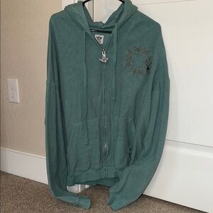 Boys Lie Teal Hoodie with Embroidered Design